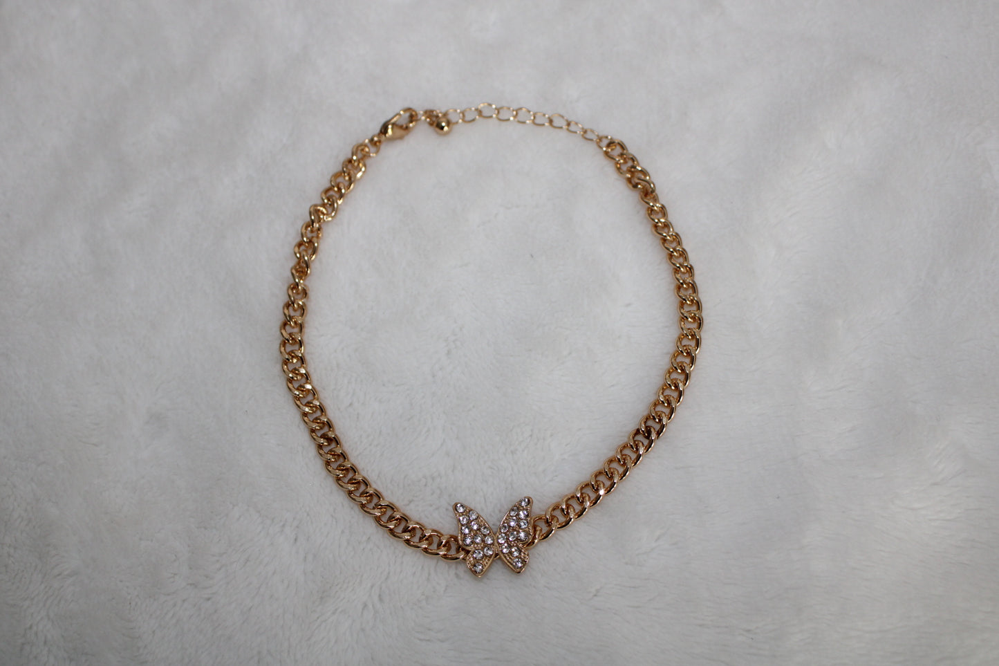 Diamond Butterfly Gold Chain Anklet