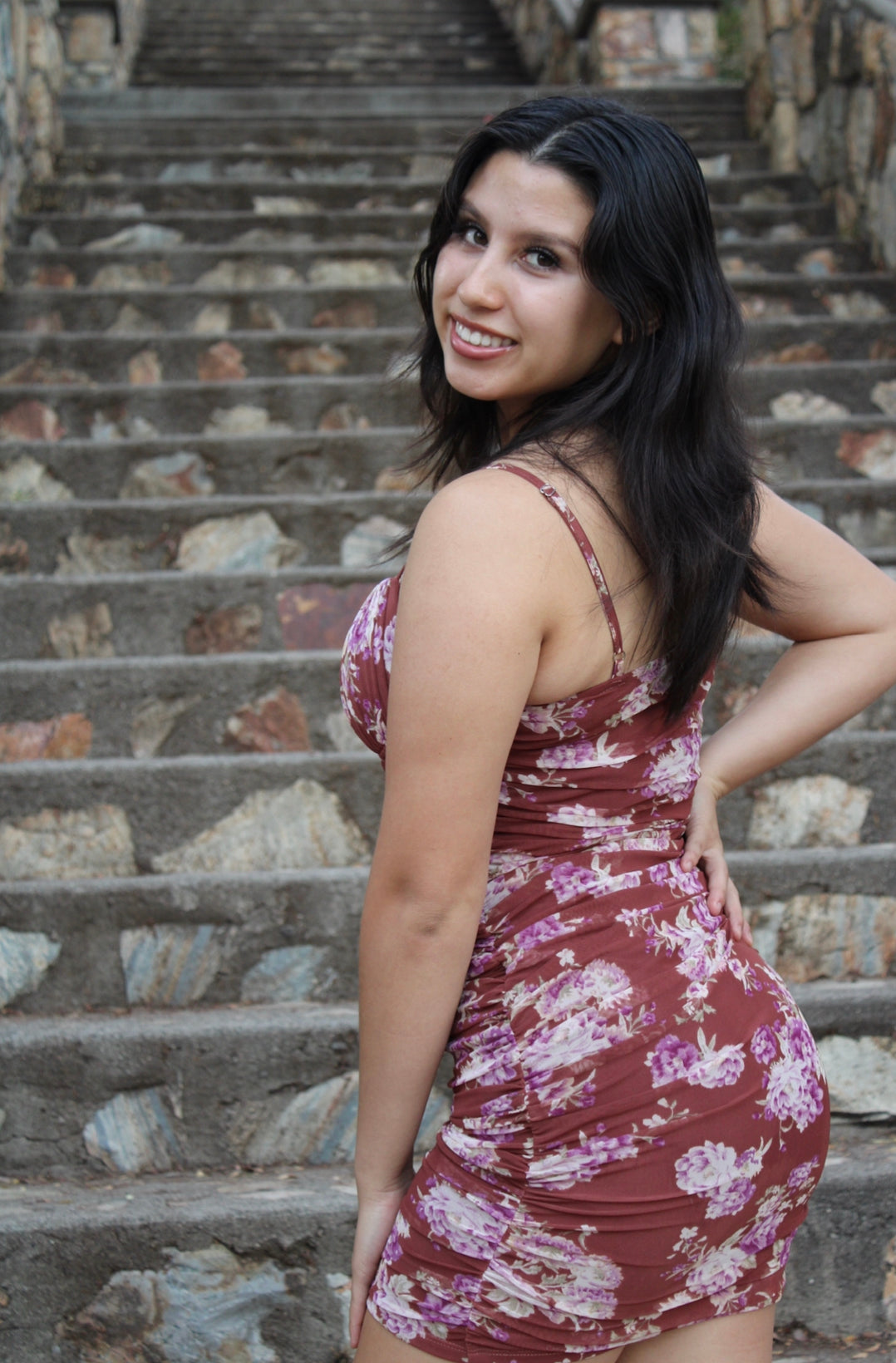 Crimson Sexy Floral Dress