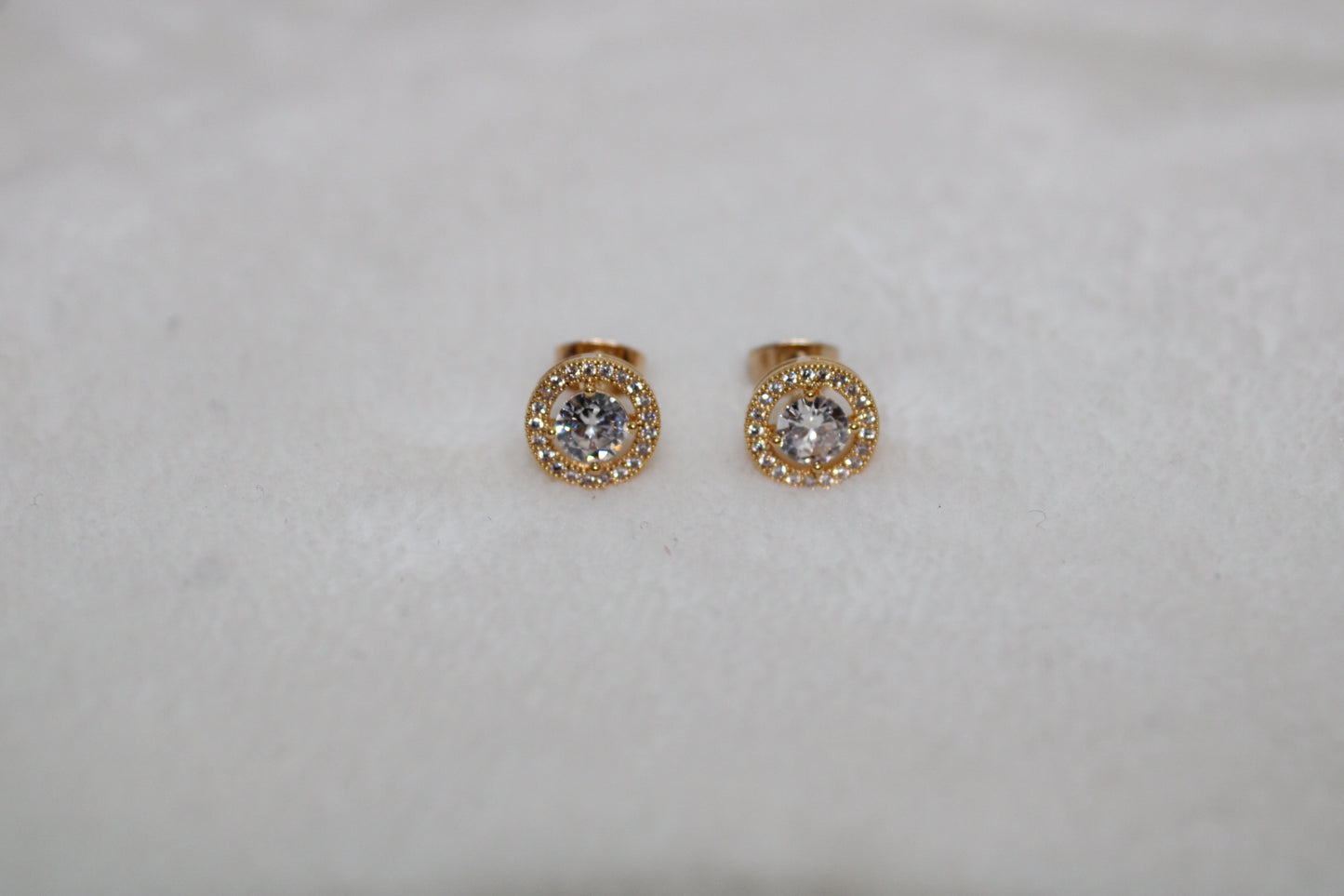 Gold Rim Round Diamond Earrings