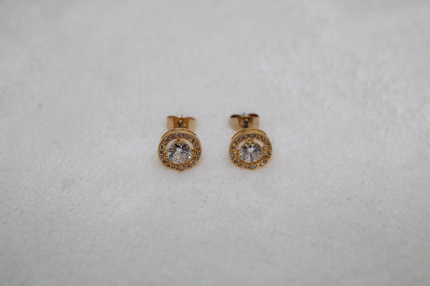 Gold Rim Round Diamond Earrings