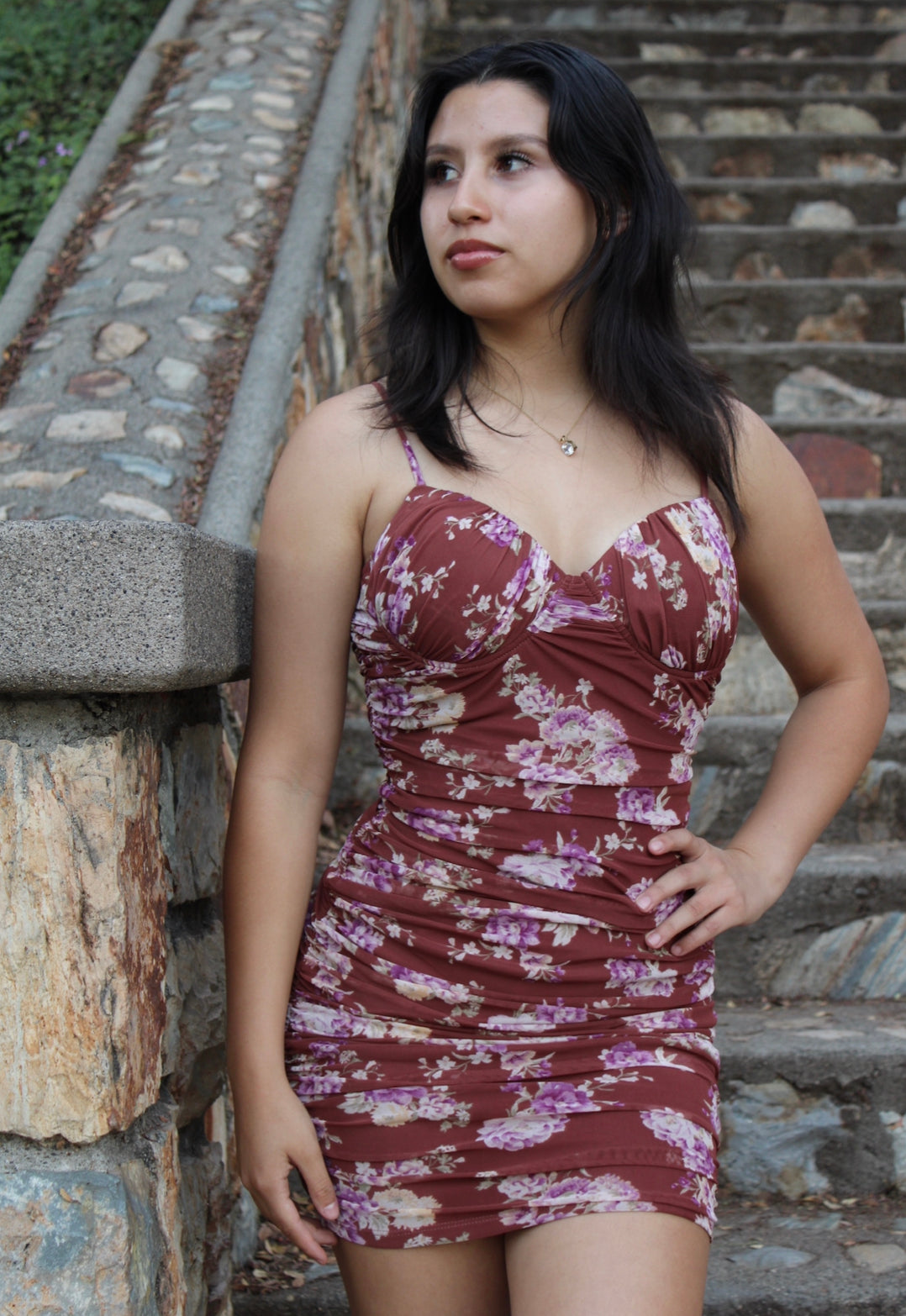 Crimson Sexy Floral Dress