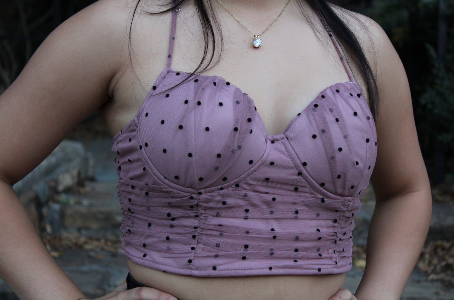 Pink Polka Dot Crop Top