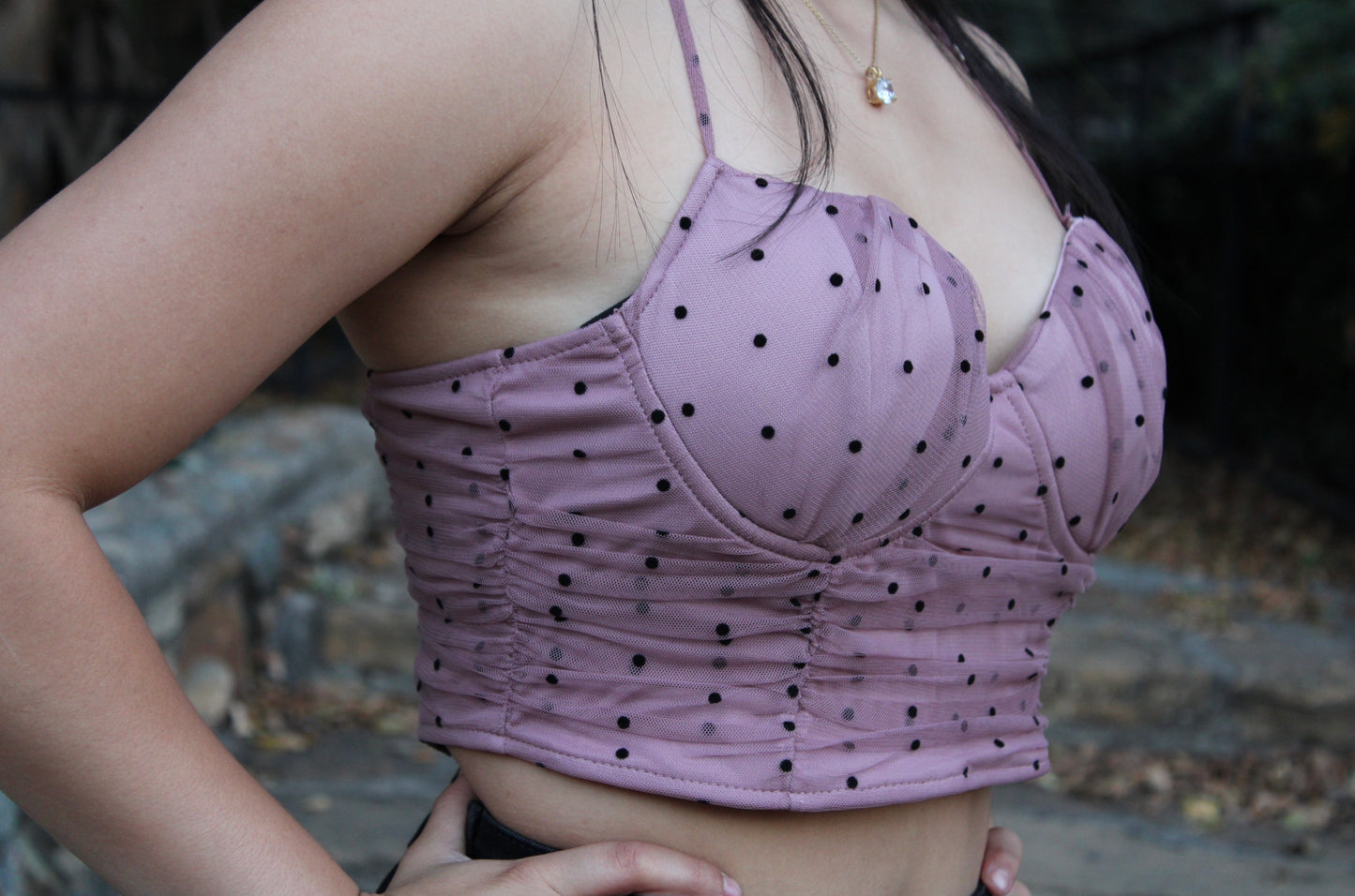 Pink Polka Dot Crop Top