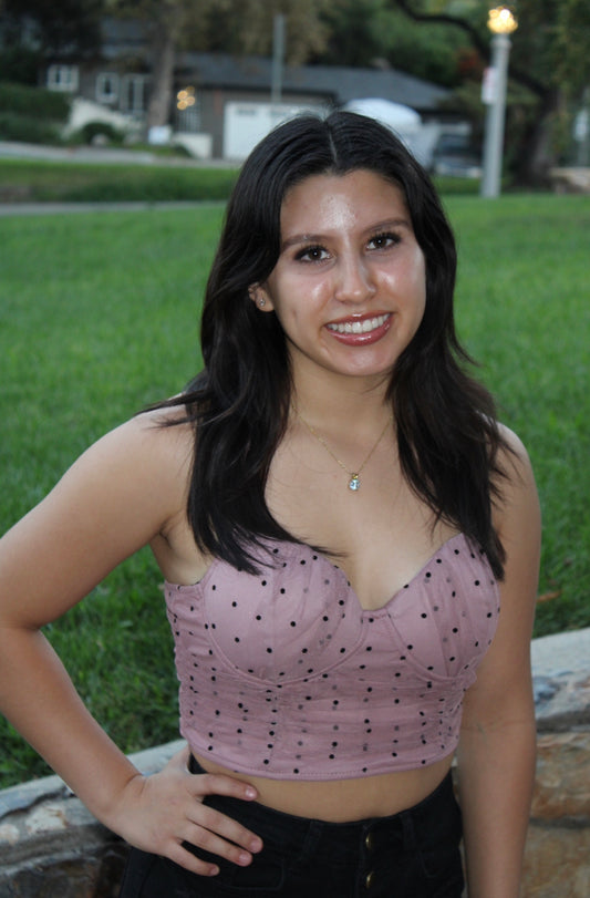 Pink Polka Dot Crop Top